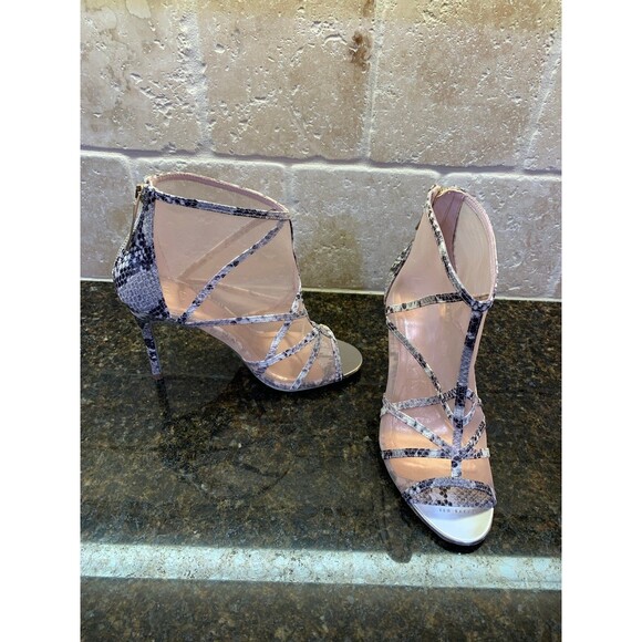 Ted Baker London Taminaa Caged Mesh Snake Print Detail Sandals Size 7 Like New - Picture 8 of 10